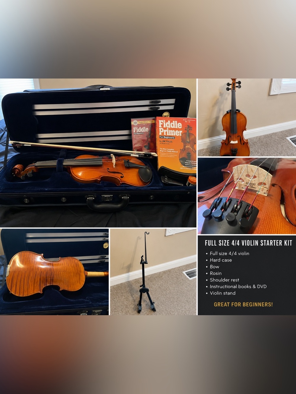 Full Size 4/4 Mendini Violin/Fiddle Kit